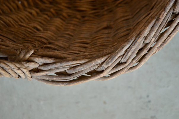 Large Rustic Wicker Farm Basket, France, 1950s-AIU-2028389