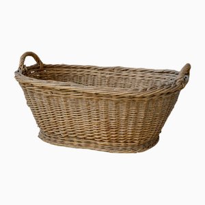 Large Rustic Wicker Farm Basket, France, 1950s-AIU-2028389