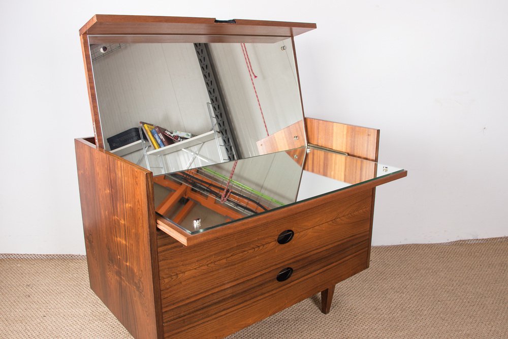 Large Santos Rosewood Dressing Table by Joseph André Motte Edition Charron, 1960s