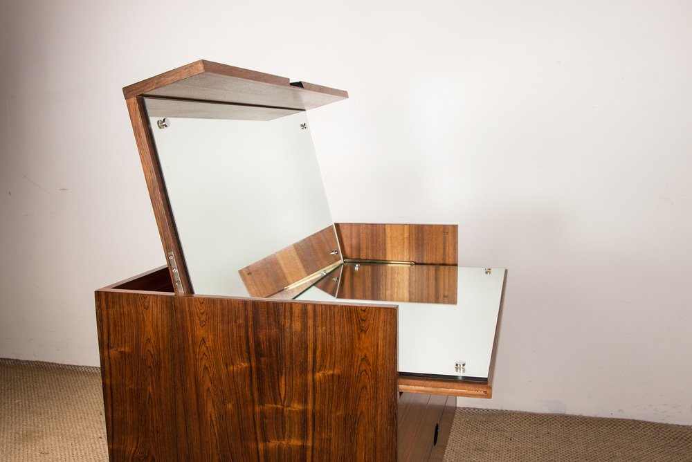 Large Santos Rosewood Dressing Table by Joseph André Motte Edition Charron, 1960s