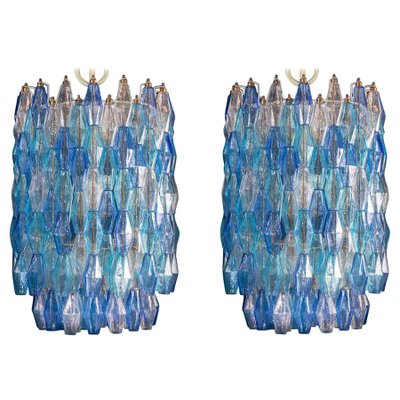 Large Sapphire Colored Murano Glass Chandeliers in the Style of C. Scarpa, Set of 2-MBH-1032470