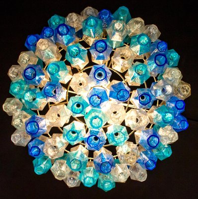 Large Sapphire Murano Glass Poliedri Chandelier in the Style of C. Scarpa-MBH-1032645