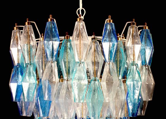 Large Sapphire Murano Glass Poliedri Chandelier in the Style of C. Scarpa-MBH-1032645