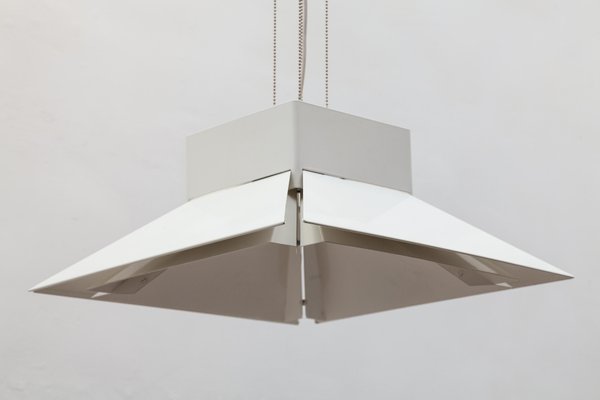 Large Scandinavian Adjustable Metal White Pendant, 1980s-KL-620521