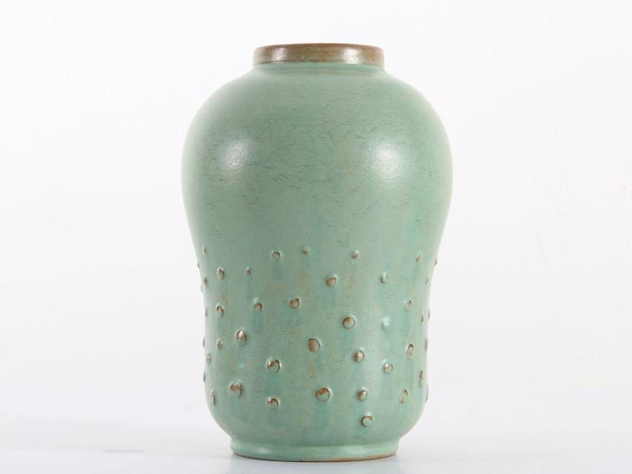 Large Scandinavian Ceramic Gourd Vase with Relief Dots by Ewald Dahlskog for Bo Fajans, 1960s