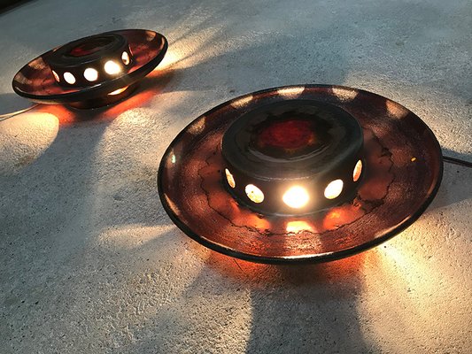 Large Scandinavian Ceramic Wall Lights, 1960s, Set of 2-JP-609020