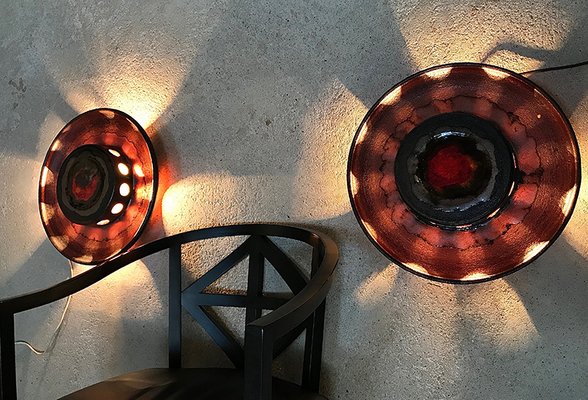 Large Scandinavian Ceramic Wall Lights, 1960s, Set of 2-JP-609020