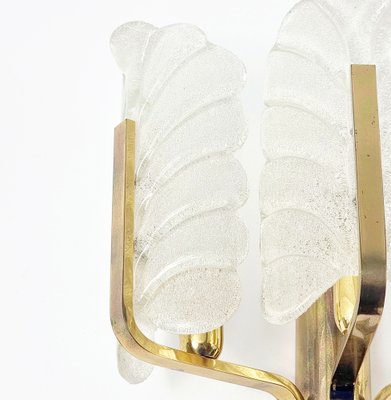 Large Scandinavian Glass & Brass Leaf Wall Light attributed to Carl Fagerlund for Orrefors, 1960s-BMM-1723925