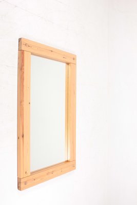 Large Scandinavian Mirror in Solid Patinated Pine, 1970s-FK-827554