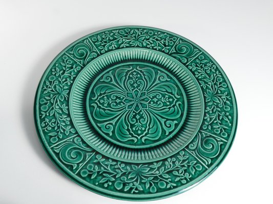 Large Scandinavian Modern Green Plate from Arol Ceramic, Norway, 1950s-RUK-1758073