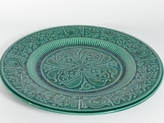 Large Scandinavian Modern Green Plate from Arol Ceramic, Norway, 1950s-RUK-1758073