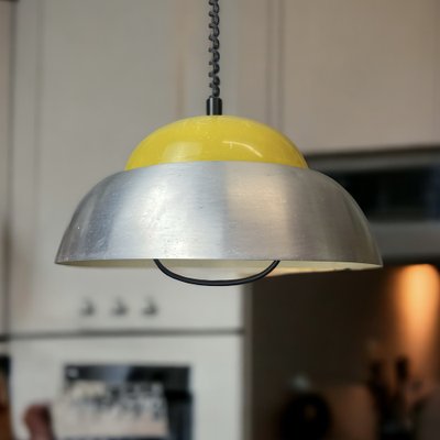 Large Scandinavian Style Yellow Pull Down Pendant Lamp in Acrylic and Aluminium, 1960s-SCS-1235973