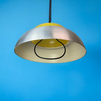 Large Scandinavian Style Yellow Pull Down Pendant Lamp in Acrylic and Aluminium, 1960s-SCS-1235973