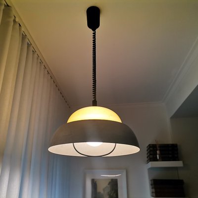 Large Scandinavian Style Yellow Pull Down Pendant Lamp in Acrylic and Aluminium, 1960s-SCS-1235973