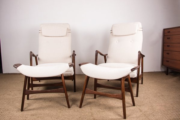 Large Scandinavian Teak Chair with Ottoman by Folke Ohlsson for Westnofa, 1960s-EMB-1757786