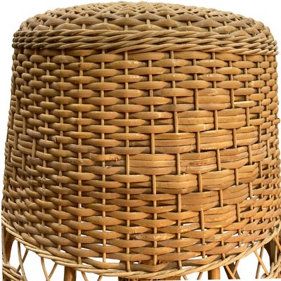 Large Scandinavian Wicker Mushroom Table Lamp, 1960s or 1970s-BHG-1363505