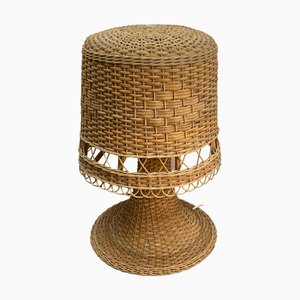 Large Scandinavian Wicker Mushroom Table Lamp, 1960s or 1970s-BHG-1363505