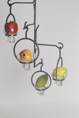 Large Scandinavian Wrought Iron Chandelier for 4 Candles, 1960s-ESB-2019698