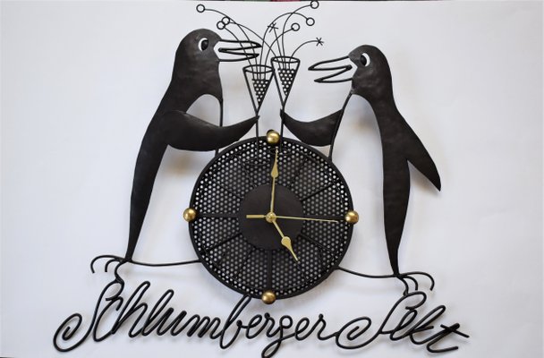 Large Schlumberger Sparkling Wine Advertising Clock-VA-1167906