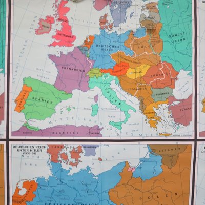 Large School Teaching Map on Contemporary History from Flemming Verlag Hamburg, 1950s-WK-674037