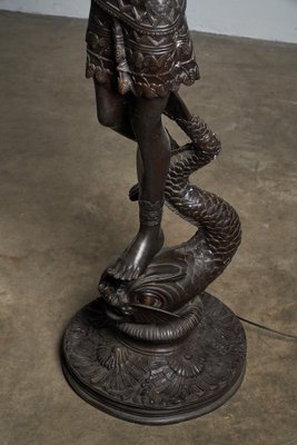 Large Sculptural Male and Female Lamps in Bronze, 1920s, Set of 2-POG-1802630