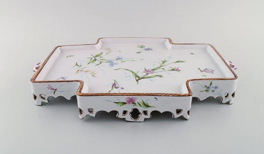 Large Serving Tray with Handles by Emile Gallé for St. Clement