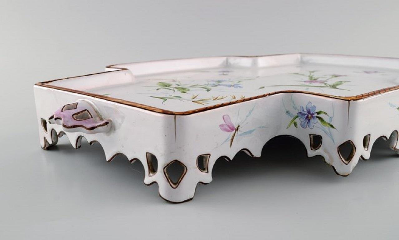 Large Serving Tray with Handles by Emile Gallé for St. Clement