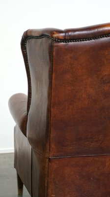 Large Sheepskin Wingback Armchair with Excellent Color and High Seat-HPP-2018247