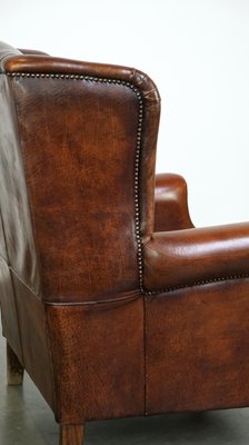 Large Sheepskin Wingback Armchair with Excellent Color and High Seat-HPP-2018247