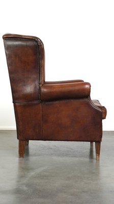 Large Sheepskin Wingback Armchair with Excellent Color and High Seat-HPP-2018247