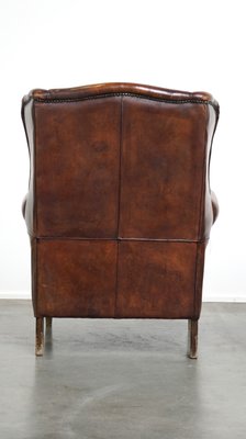 Large Sheepskin Wingback Armchair with Excellent Color and High Seat-HPP-2018247