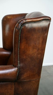 Large Sheepskin Wingback Armchair with Excellent Color and High Seat-HPP-2018247