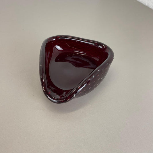 Large Shell-Shaped Bullicante RED Ashtray in Murano Glass from Venini, Italy, 1970