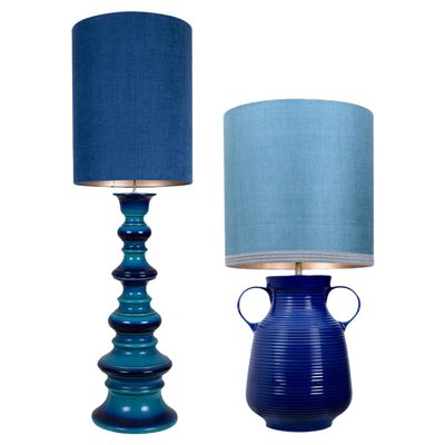 Large Silk Table Lamps by René Houben, 1960s, Set of 2-VDW-995266