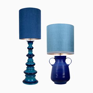 Large Silk Table Lamps by René Houben, 1960s, Set of 2-VDW-995266