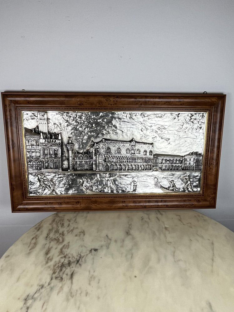 Large Silver Bas Relief of St. Mark's Square, Venice, 1980s