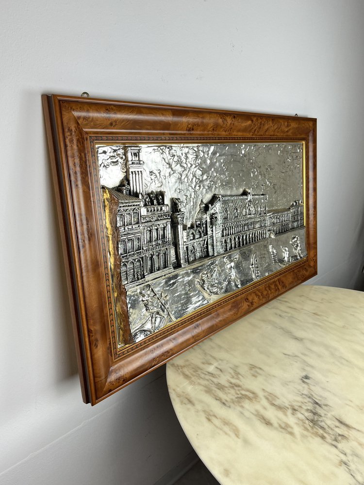 Large Silver Bas Relief of St. Mark's Square, Venice, 1980s