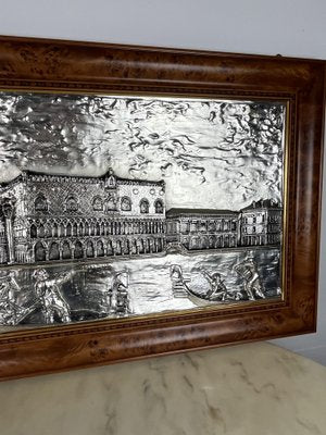 Large Silver Bas Relief of St. Mark's Square, Venice, 1980s-YST-1768604