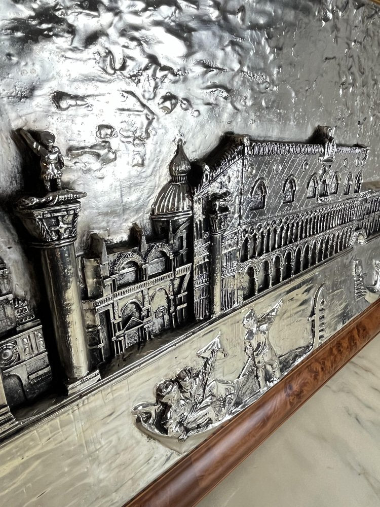 Large Silver Bas Relief of St. Mark's Square, Venice, 1980s