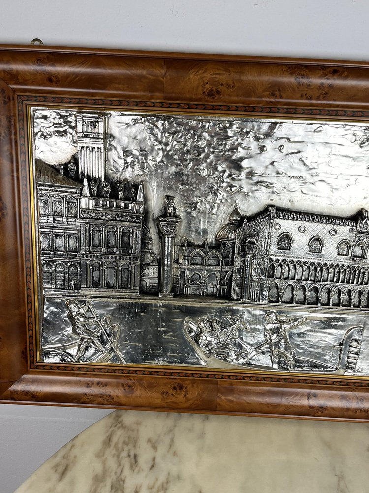 Large Silver Bas Relief of St. Mark's Square, Venice, 1980s