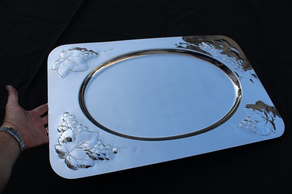 Large Silver Brass Tray, 1970s-EH-1724146