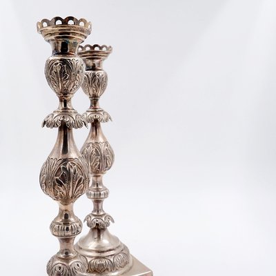 Large Silver Candlesticks, Set of 2-NYF-2018888