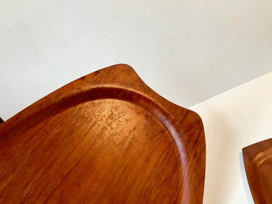 Large & Small Teak Veneer Serving Trays from Silva, 1960s, Set of 2-LCR-602589