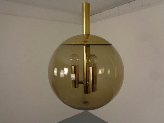 Large Smoked Glass & Brass Ceiling Lamp from Limburg, 1960s-RDW-1822464