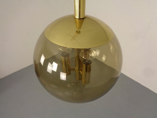 Large Smoked Glass & Brass Ceiling Lamp from Limburg, 1960s-RDW-1822464