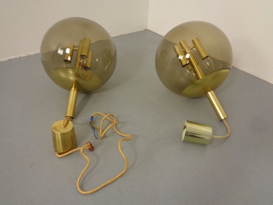 Large Smoked Glass & Brass Ceiling Lamp from Limburg, 1960s-RDW-1822464