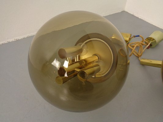 Large Smoked Glass & Brass Ceiling Lamp from Limburg, 1960s-RDW-1822464