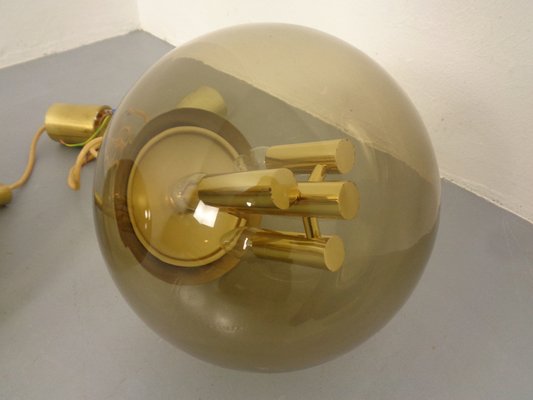 Large Smoked Glass & Brass Ceiling Lamp from Limburg, 1960s-RDW-1822464