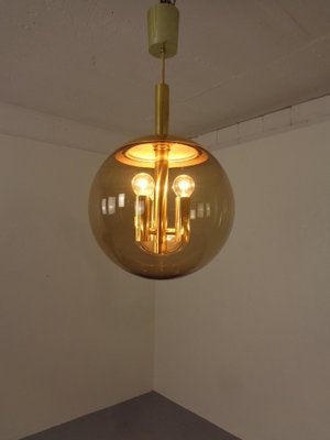 Large Smoked Glass & Brass Ceiling Lamp from Limburg, 1960s-RDW-1822464