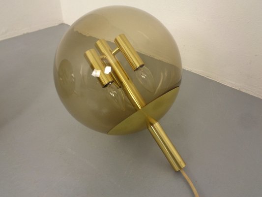 Large Smoked Glass & Brass Ceiling Lamp from Limburg, 1960s-RDW-1822464